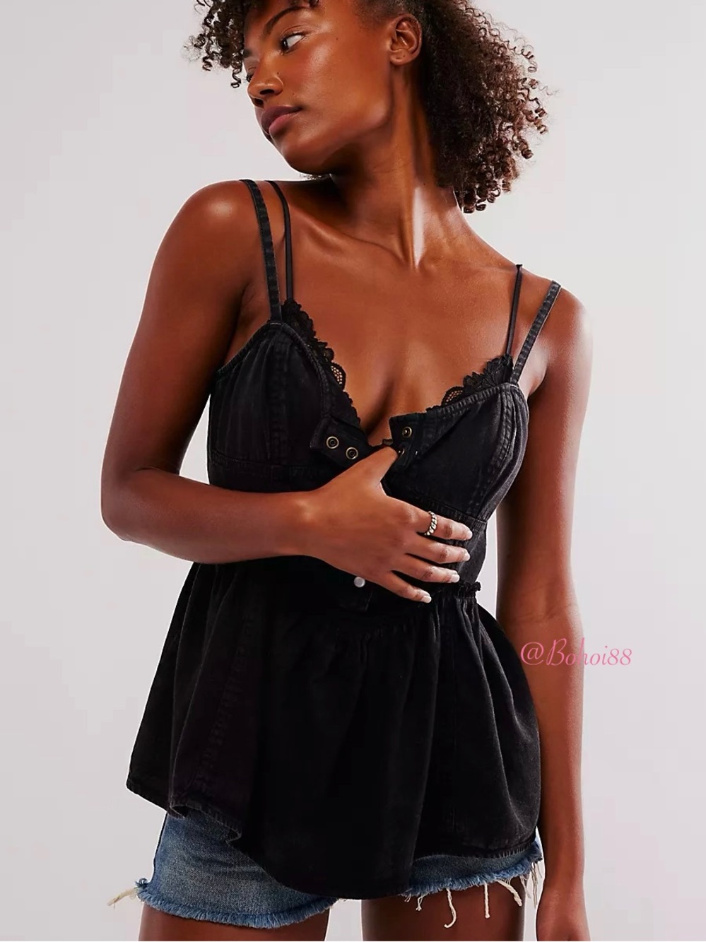 NWT Free People We The Free Reworked Denim Top Tank Cami